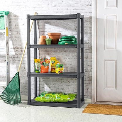 STERILITE 01643V01 4 Shelf Durable Solid Surface Shelving Unit, Flat Grey