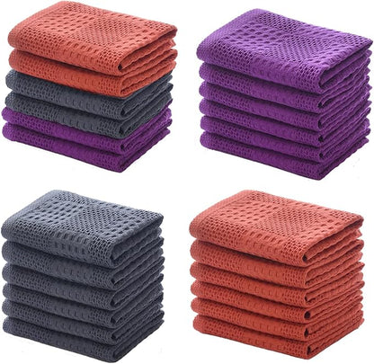 Waffle Weave Cotton Washing Cloth Ultra Soft and Absorbent Washcloths for Bathroom Kitchen and Gym Natural Cotton (1, Red)
