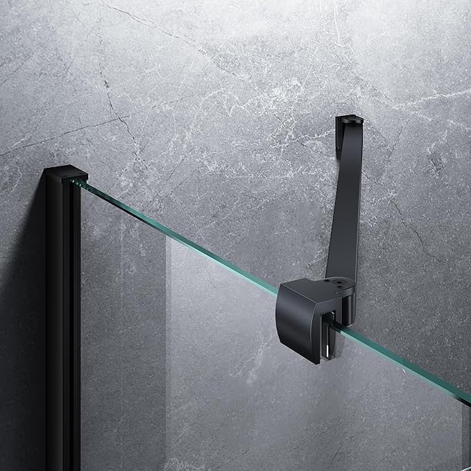 Frameless Shower Door Support Bar, Stainless Steel Wall-to-Glass Support Arm to Fixed Shower Glass Panel, for 1/4"-3/8" (6-10 mm) Door, 180° Pivot & Stow-Flat Mode (Matte Black, 19.7-inch(500mm))