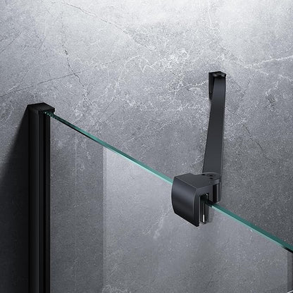 Frameless Shower Door Support Bar, Stainless Steel Wall-to-Glass Support Arm to Fixed Shower Glass Panel, for 1/4"-3/8" (6-10 mm) Door, 180° Pivot & Stow-Flat Mode (Matte Black, 19.7-inch(500mm))