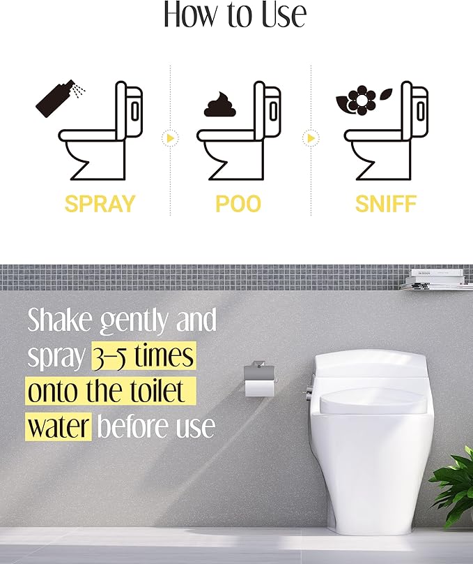 Pre-PooP Aromatic Bathroom Toilet Spray, Potty Deodorizer, Neutralize Bad Odors (5.07 fl.oz.) - Blooming Flowers Scent, Essential Oils