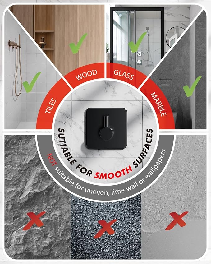 Auxmir Adhesive Hooks Heavy Duty 30lb(Max) Wall Hooks, 5 Pack Self Adhesive Damage Free Towel Rack, Stainless Steel for Coat Robe, Waterproof Oilproof Rustproof for Bathroom Shower Kitchen Office