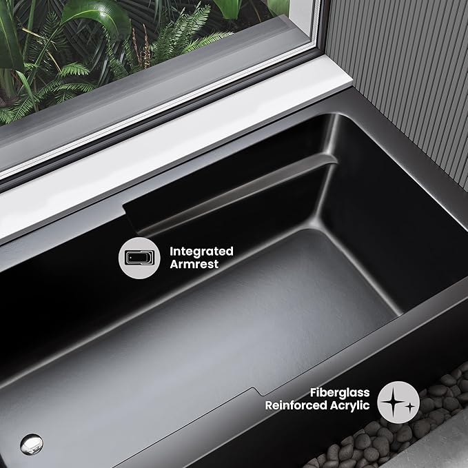 Voltaire 60 in. x 32 in. Acrylic Matte Black, Skirted Alcove, Integral, Left-Hand Drain, Apron Bathtub