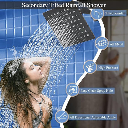 Shower Faucet Set Oil Rubbed Bronze Shower System, Knob Switch Diverter Shower Faucet with High Pressure Handheld Spray, Ceiling Mount 12 Inch Shower Head with 6 Inch Wall Mount Shower Head