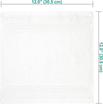 EastNBlue Lara 100% Turkish Cotton Washcloths 4 Pack, Extra Soft & Absorbent Wash Cloths for Face & Body (12" x 12"), Terry Cloth, Small Hand Towels for Bathroom, White