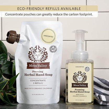 Moon Valley Herbal Foaming Hand Soap, Unscented Two Pack, Vegan, Recyclable Bottle