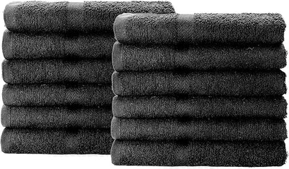 Simpli-Magic Cotton Hand Towels, 16"x27", Black, Not Bleach Proof, 12 Count