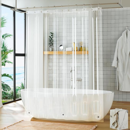 Titanker Plastic Shower Curtain Liner, Clear Shower Liner PEVA 66x72 Lightweight Waterproof Shower Curtains for Bathroom with Magnets and Rustproof Grommets