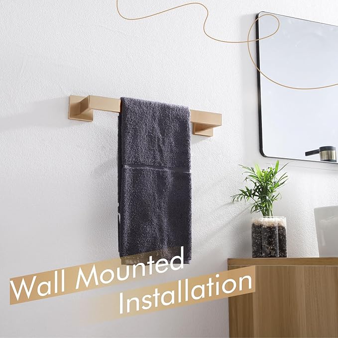 KOKOSIRI 12-Inch Towel Bar for Bathroom Kitchen Towel Holder Wall Mounted SUS304 Stainless Steel Towels Rack, Champagne Bronze B4003CPG-L12