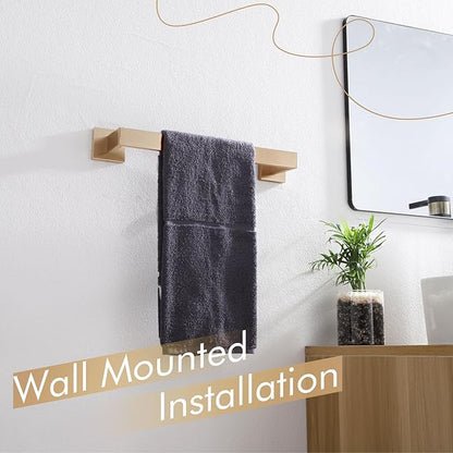 KOKOSIRI 16-Inch Towel Bar for Bathroom Wall Kitchen Towels Holder Wall Mount SUS304 Stainless Steel Towel Rack, Champagne Bronze B4003CPG-L16