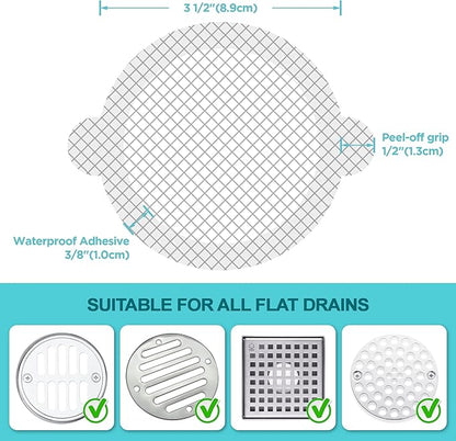 25 Pack, Disposable Shower Drain Hair Catcher Mesh Stickers