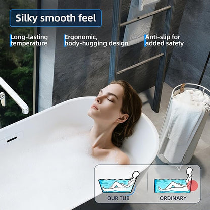 67'' Acrylic Freestanding Bathtub, Extra-Deep Soaking Free Standing Tub for Luxurious Bathing Experience, with Chrome Drain, for Main Bathroom, Black & White