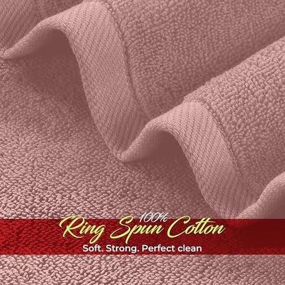 RIVERSIDE 12 Pack Washcloths - 12x12 Inches, 400 GSM, 100% Ring-Spun Cotton - Soft, Absorbent & Durable Face and Body Towels - for Bathroom, Spa, Gym, Makeup Removal & Everyday Use - Dusty Rose