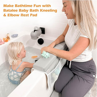 Premium Bath Kneeler, Baby Bath Kneeler and Elbow Rest Pad Set, Kneeling Pad for Bathing Baby, Knee Pads for Bathing Babies, Large Knee Pads (22 Inch × 13 Inch) with 4 Mesh Pockets (Large, Gray)