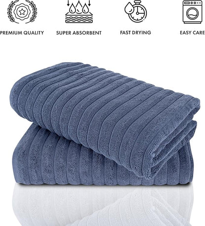 Classic Turkish Towels CTT - Premium 2 Piece Jumbo Bath Sheets, 100% Turkish Cotton, Absorbent & Ultra Comfy Bath Towel Sheets for Hotels & Spa | 40"x65" (Dark Blue)