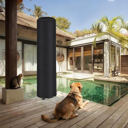Solar Shower Cover - Dustproof All Weather Shield, Garden Shower Protection, Outdoor Camping Backyard Pool Patio Accessory, UV Resistant Water Heater Shelter, Black PVC Material