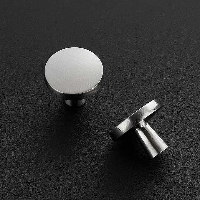 Ravinte 30 Pack Drawer Pulls 1-1/4 Inch Kitchen Cabinet Knobs Brushed Nickel Solid Round Dresser Knobs Simple Cabinet Hardware for Cupboard Drawer Handles