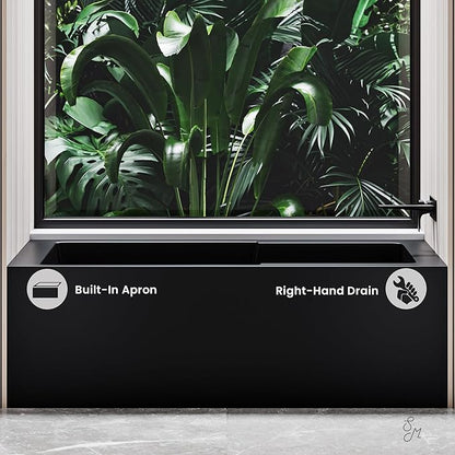 Voltaire 54 in. x 30 in. Acrylic Matte Black, Alcove, Integral, Right-Hand Drain, Apron Bathtub