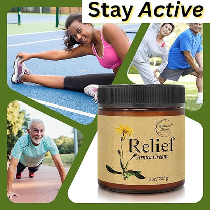 Relief Arnica Cream – Enriched with Lemongrass, Eucalyptus & Rosemary Essential Oils – All Natural Massage Lotion for Sore Muscles & Stiffness. Perfect for Massage Therapy by Brookethorne Naturals