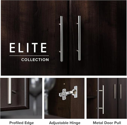 Prepac Elite Tall Garage Storage Cabinet & Pantry Storage Cupboard, 2-Door Freestanding Bathroom or Pantry Cabinet with Adjustable Shelves, 16" D x 32" W x 65" H, Espresso