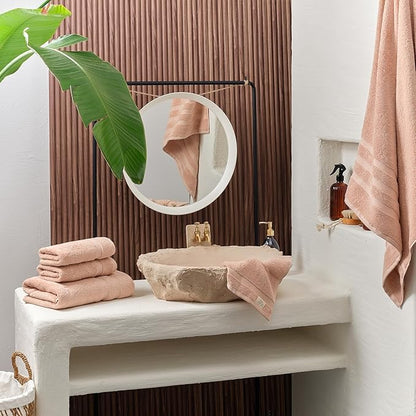 SOFE H&L | Olea Luxury Cotton Turkish Bath Towels Set of 4 Blush | Premium, Soft, Durable, Absorbent | Hotel Quality Plush Towels and Thick Towel Sets
