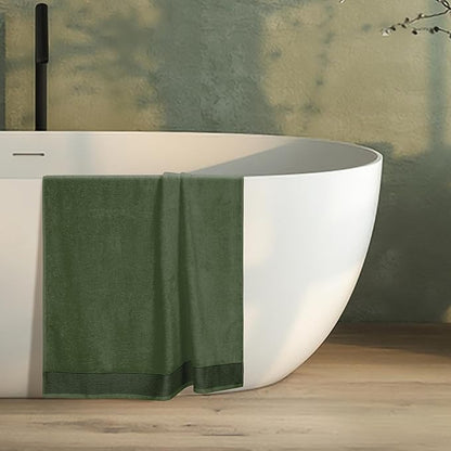 Belizzi Home Cotton 2 Pack Oversized Bath Sheet 35 x 70, Large Bath Sheet, Ultra Absorbent, Compact, Eco-Friendly and 100% Recyclable, Quick Drying and Lightweight Towel - Olive Green