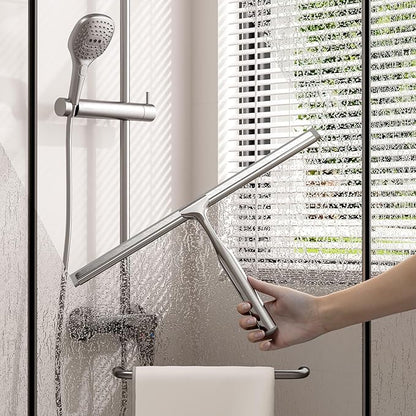 Shower Squeegee for Glass Doors, Squeegee for Shower Glass, Bathroom with Hook, Stainless Steel, 12-Inch Wide Blade for Efficient Cleaning, Perfect for Shower Glass,Tile Walls and Mirrors, Chrome