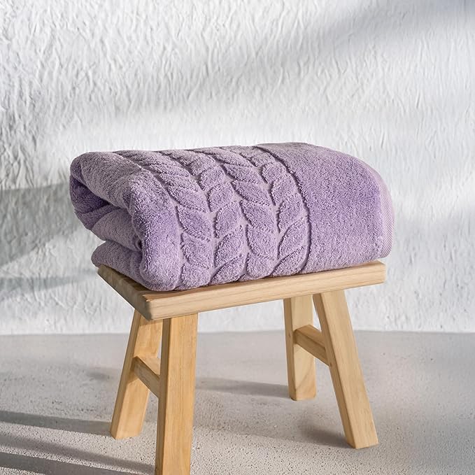 BAGNO MILANO Organic Turkish Cotton Bath Towels, Luxury Jacquard Collection, Certified Organic Highly Absorbent, Soft-Plush Towel Set (Lilac, Bathsheet)