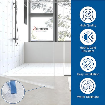 KC Hardware Frameless Shower Door Bottom Seal Strip with Drip Rail - Shower Door Seal Sweep for 3/8 Inch Thick Glass - Acts as a Leak Guard to Prevent Water Leaks - 36 Inch - Ultra Clear - Pack of 2