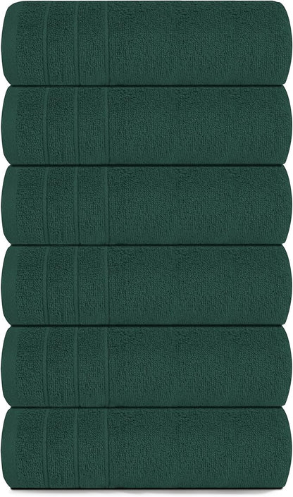 Tens Towels Pack of 6 Hand Towels, 100% Cotton, Lighter Weight, Quick to Dry, 16 x 28 Inches, Super Soft & Absorbent, Perfect for Bathroom & Kitchen (Hunter Green)