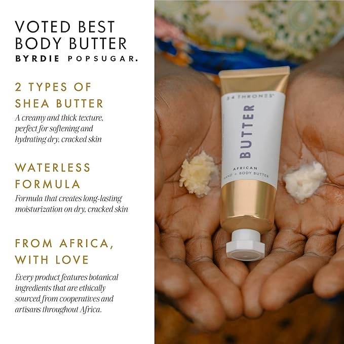 54 Thrones Mini African Beauty Shea Butter, Intensive Dry Skin Support, Moisturizing Body Butter for Women, Moisturizing Body Cream, Locks in Moisture, Egyptian Lavender + Moroccan Mint, 1 oz