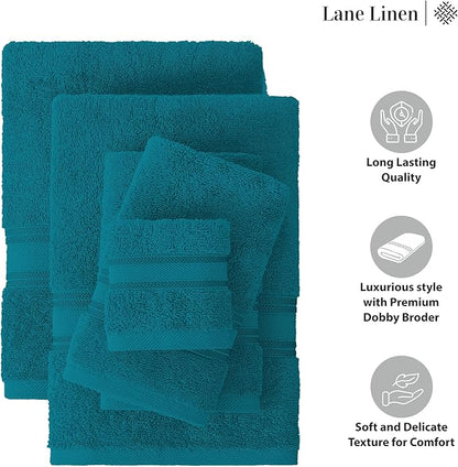 LANE LINEN Luxury Bath Towels Set - 12 Piece, 100% Cotton, Zero Twist, Super Soft & Absorbent, 4 Bath Towels, 4 Hand Towels, 4 Washcloths - Sea Port