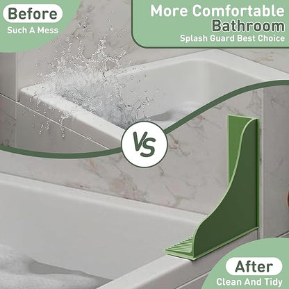 Roslim 2-Pack All-Silicone Shower Splash Guard, Bath Tub Corner Water Blocker with Strong Suction Cups, Reusable & No Sticky Adhesive, for a Secure Seal & Easy Removal, One-Piece Design, Olive Green