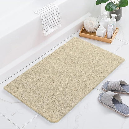 Joyhalo Shower Mats for Showers Anti Slip for Elderly, 17'' x 30'' Non Slip Bath Mat for Inside Shower, Bath Tub Mats for Bathroom Non Slip for Shower, PVC Loofah Bathroom Mats, Beige
