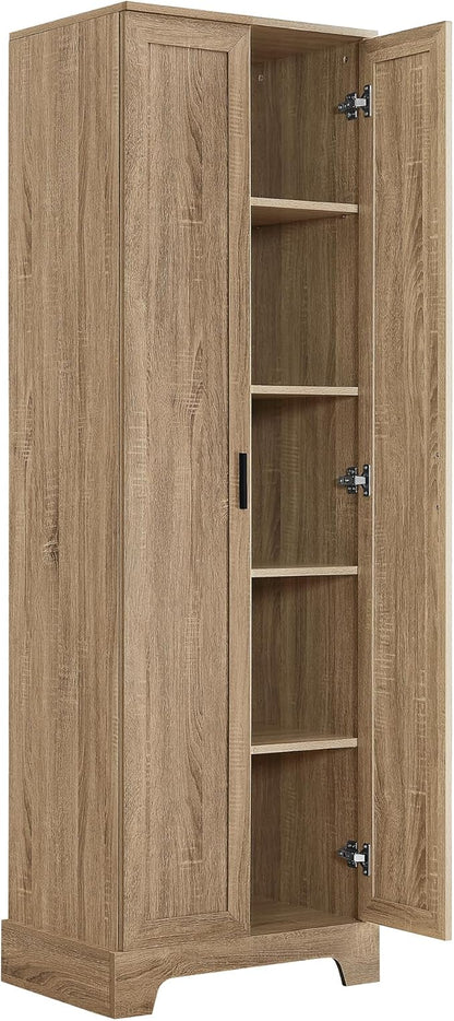 Favfurish 71" Tall Bathroom Storage Cabinet with Doors,Modern Linen Cabinets w/Adjustable Shelves & Anti-Tipping Device,Easy Assembly,Freestanding Organizer for Dining Room,Kitchen,Office,Brown