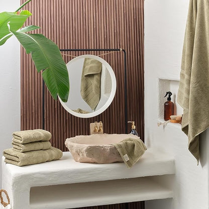 SOFE H&L | Olea Luxury Cotton Turkish Bath Towels Set of 4 Green | Premium, Soft, Durable, Absorbent | Hotel Quality Plush Towels and Thick Towel Sets