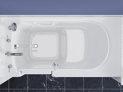 ANZZI Walk-In Soaking Tub 30x60 in Left Drain Quick Fill White – Deep Non-Jetted Bath with ADA Seat, Grab Bar, Slip-Resistant Floor, Quick Fill Faucet & Handheld Shower for Safe Easy Access