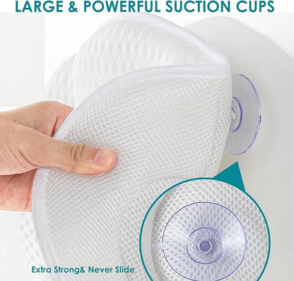 SQLHM Bath Pillows for Tub, Luxury Bath Pillow for Neck and Back Support - with Comfortable Breathable Cotton 6 Non-Slip Suction Cup Bathtub Accessories - Spa Bath Mat Gifts for Women