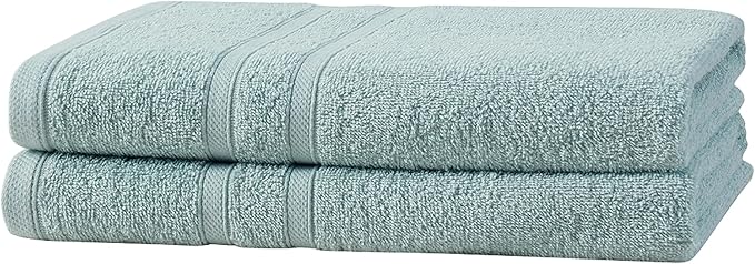 CLOROX Bleach Friendly Towels, Quick Dry, 100% Cotton Bath Towels (30" x 52"), Highly Absorbent Soft Lightweight, Ideal for Everyday Use, Easy to Wash (2 Pack, Mineral Blue)