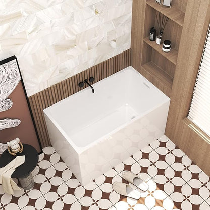 43 Square Inch Acrylic Independent Bathtub, Capacity 50 Gallons, Can Hold 650 Pounds, Smooth White Surface, Chrome Plated Drainage And Overflow (Seated) (White, 43 In No Seat)