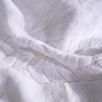 BAGNO MILANO Organic Turkish Cotton Bath Towels, Luxury Jacquard Collection, Certified Organic Highly Absorbent, Soft-Plush Towel Set (White, 2 Pcs Bath Towel Set)