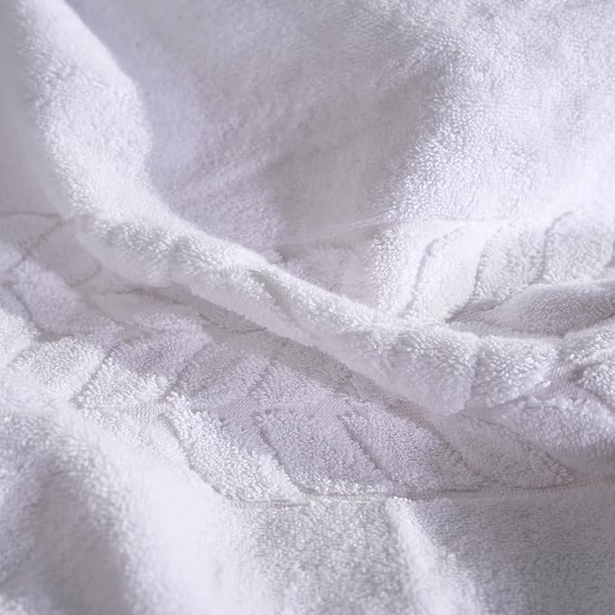 BAGNO MILANO Organic Turkish Cotton Bath Towels, Luxury Jacquard Collection, Certified Organic Highly Absorbent, Soft-Plush Towel Set (White, Bathsheet)