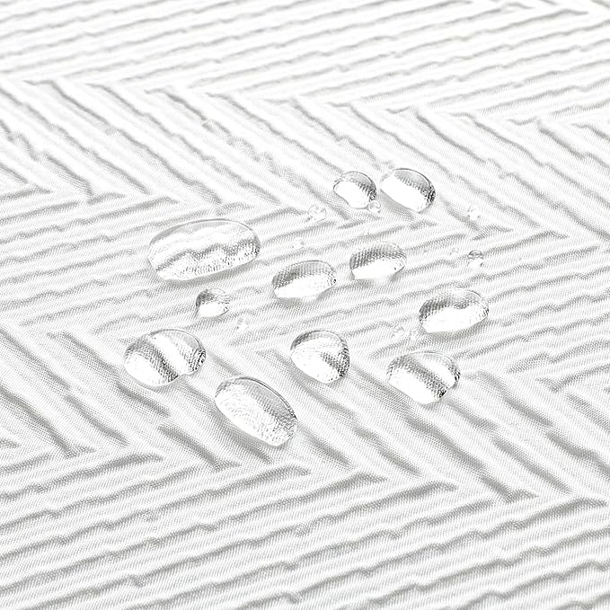 Gibelle Small Stall Shower Curtain 36 x 72, Narrow Half 3D Embossed Textured White Fabric Shower Curtain, Modern Farmhouse Herringbone Decorative Bathroom Shower Curtain Set with Hooks