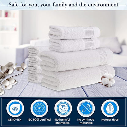 HALLEY Turkish Cotton Towels (Set of 8) 2 Bath Towels 2 Hand Towels 4 Washcloths, Super Soft Highly Absorbent 100% Cotton Towels for Bathroom and Kitchen for Mother’s Day (White)
