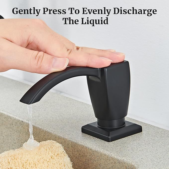 Ultimate Unicorn Kitchen Sink Soap Dispenser, Built in Soap Dispenser for Kitchen Sink, Under Sink Soap Dispenser Matte Black, ABS Plastic, with 13 Ounce Soap Bottle, U-SD001B