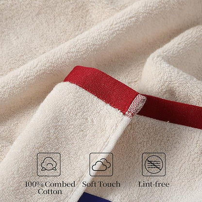 REDKISS 2 Pack 100% Cotton Bath Towels with Luxury Embellished Border Design, Oversized 27 x 54 Inches & 600 GSM Ultra Soft Bath Towel Set, Quick Dry Towels for Bathroom, Gym, Hotel, Beige Brown