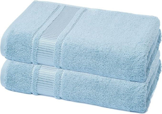 Melissa Linen, 2 Piece, Ocean Blue Bath Towels, 100% Turkish Cotton Bath Towels for Bathroom, Absorbent, Quick Dry, Durable and Soft Shower Towel, 28 in x 55 in, Spa and Hotel Quality