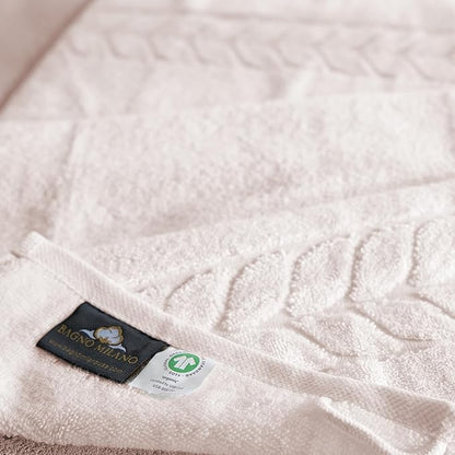 BAGNO MILANO Organic Turkish Cotton Bath Towels, Luxury Jacquard Collection, Certified Organic Highly Absorbent, Soft-Plush Towel Set (Cream, 4 Pcs Hand Towel Set)