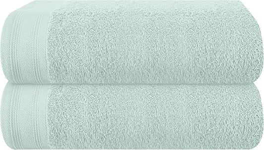 Cotton 2 Pack Oversized Bath Towel Set 28x55 inches, Large Bath Towels, Ultra Absorbant Compact Quickdry & Lightweight Towel, Ideal for Gym Travel Camp Pool - Sea Green