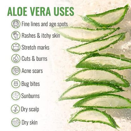 Wild Naturals 100% Pure Aloe Vera Gel with Manuka Honey – Organic Gel for Sunburn Relief, Acne, Scars & Dry Scalp – Moisturizing Gel for Face, Hair & Body